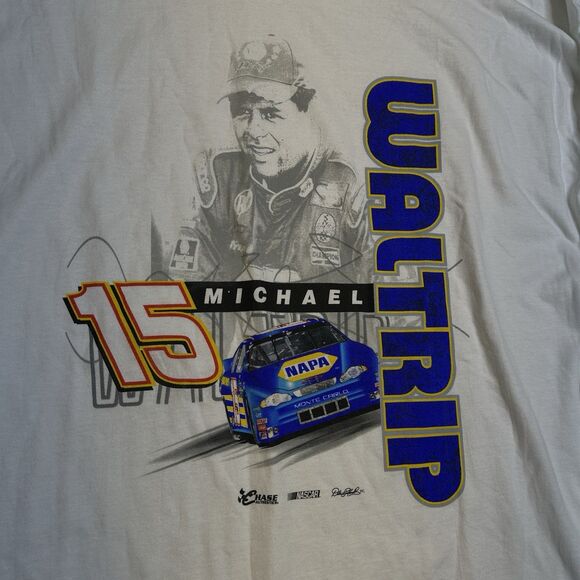 Michael Waltrip #15 NASCAR Chase Authentics Mens XL White Long Sleeve Shirt - Picture 5 of 16
